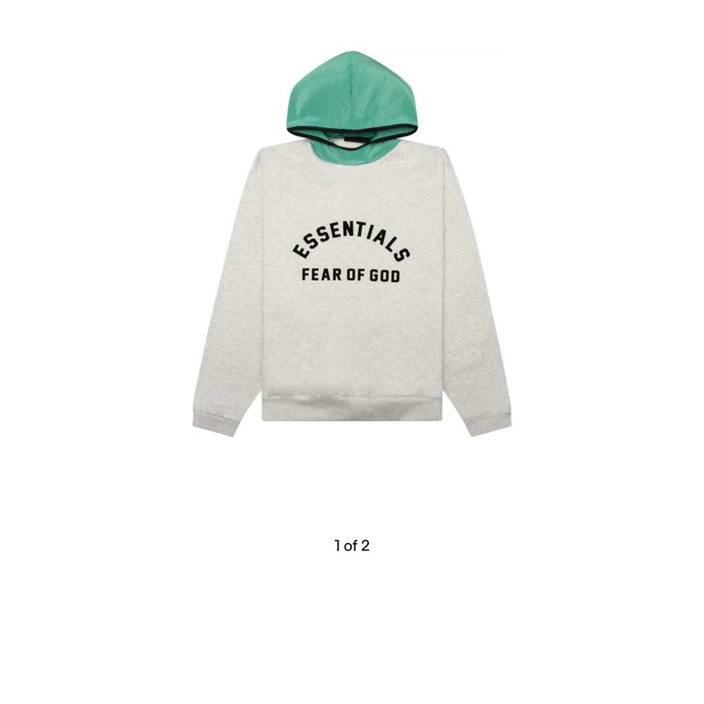 Essentials fear of God hoodie gray and mint pullover size 10 kids unisex